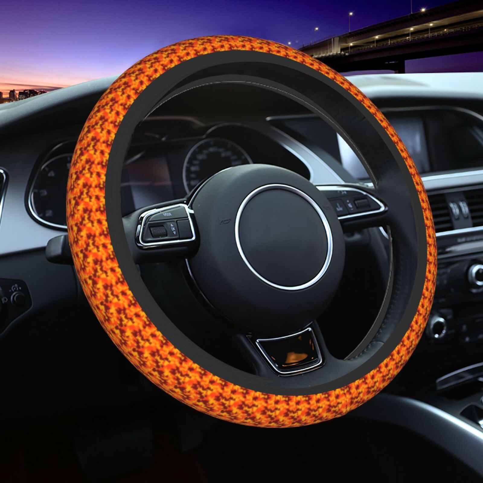 Women Fashion Hub - Fashion Orange Camouflage Pattern Steering Wheel