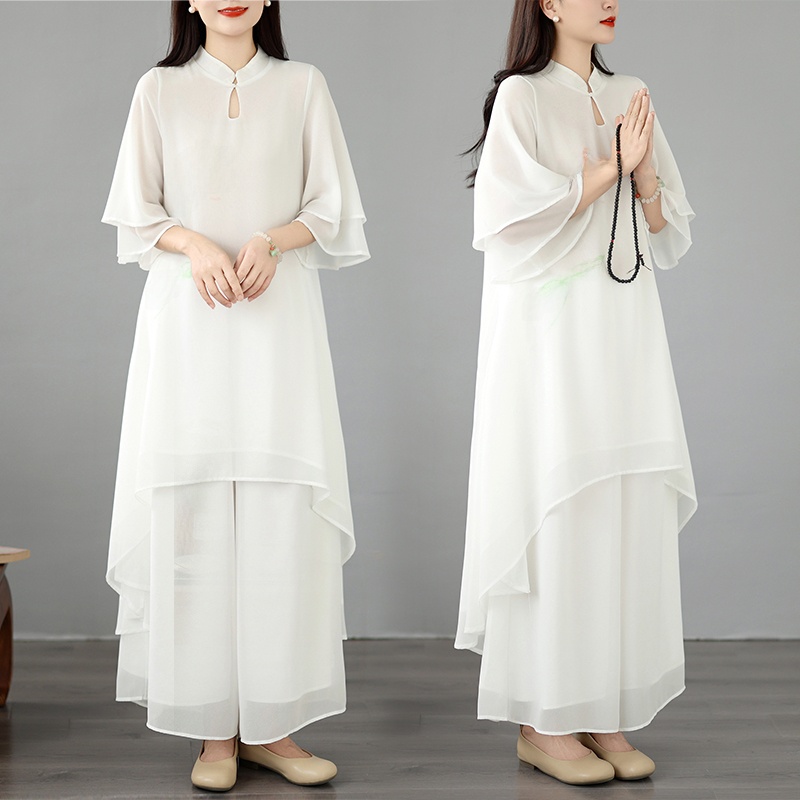 Women Fashion Over The Years - Elegant Long Silk Georgette Printed Dress