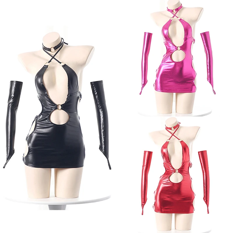 Bodycon Dress Women - Anime Tight Leather Dress Idol Girl