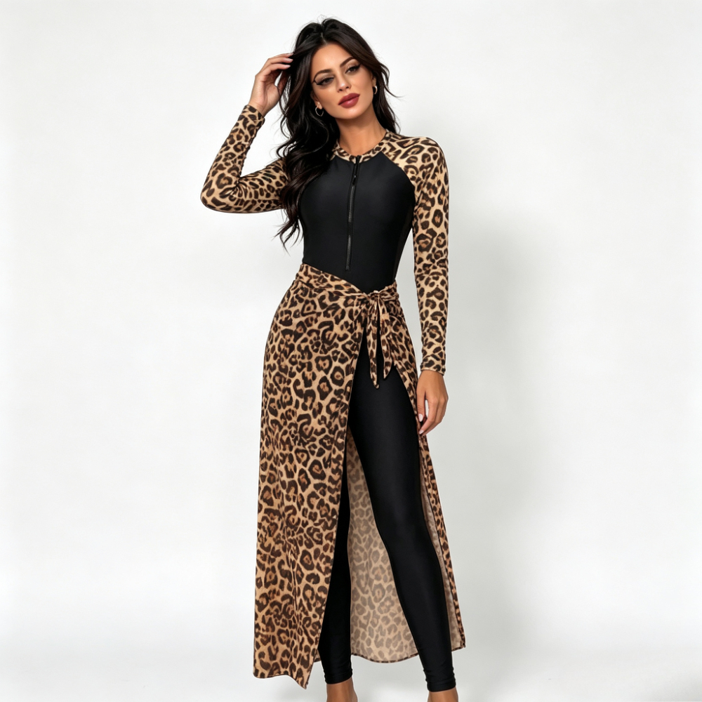 Printed Wrap Skirt - 2026 Leopard Print 3 Piece Modest