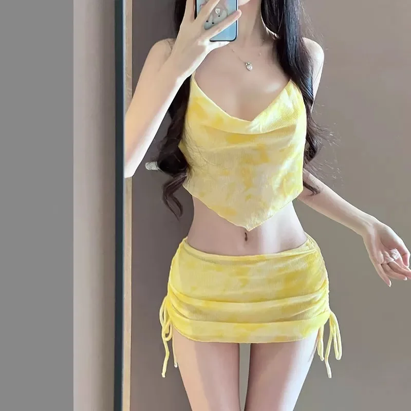 Printed Wrap Skirt - ​​women Sexy 3pcs Bikini Set Slimming