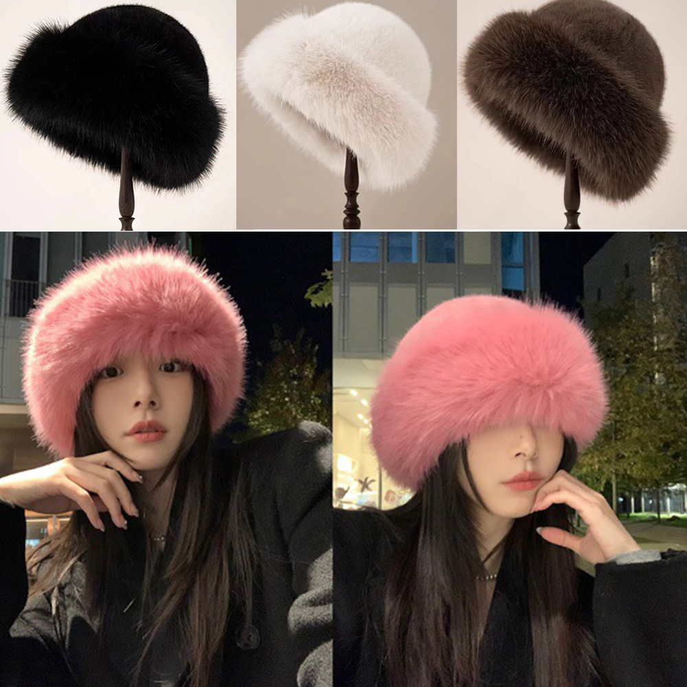 Bucket Hat Women - New Warm Fluffy Fur Bucket Hat