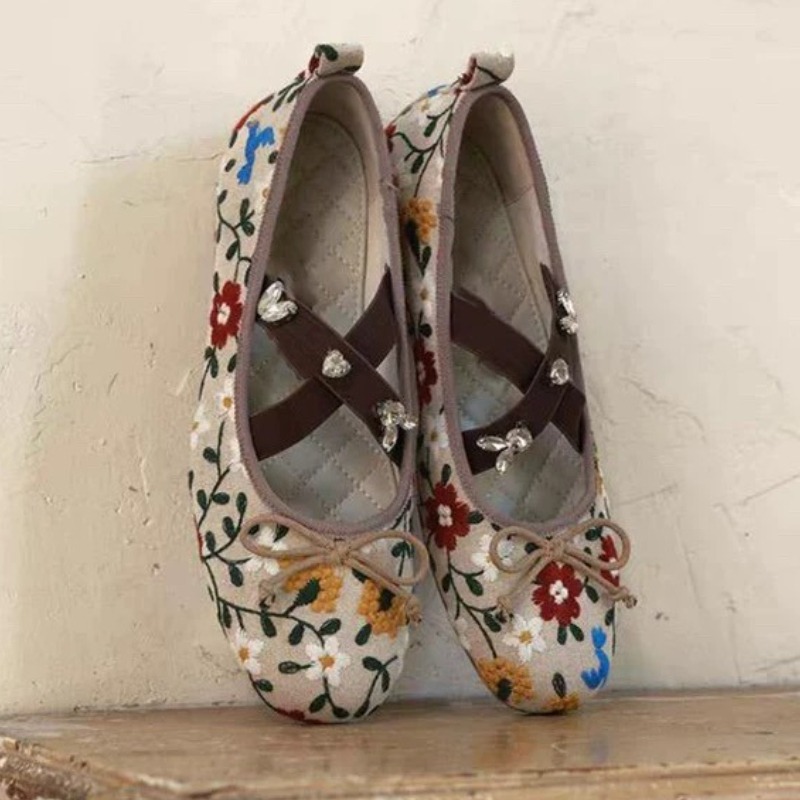 Embroidery Flower Ballet Flats - مراجعة Women'S Fashion Footwear وسعره