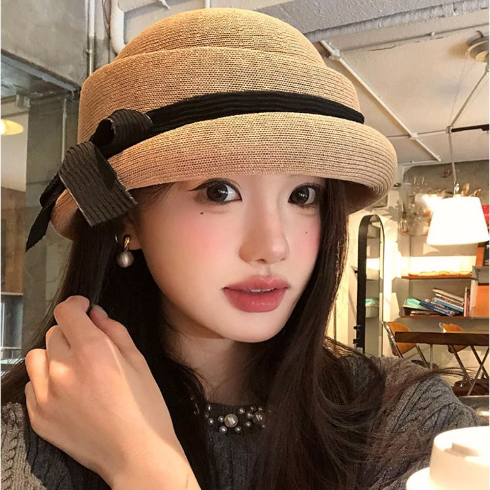 Retro Bowknot Bow Topper Hat W - مراجعة Bucket Hat Women وسعره