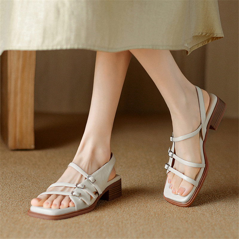 New Summer Sandals Split Leath - مراجعة Fashion Women Belt وسعره