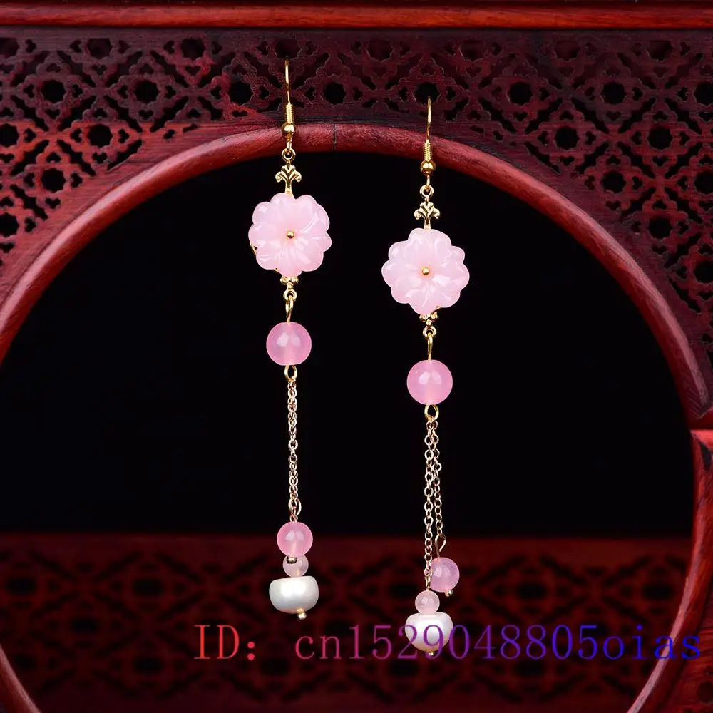 Pink Jade Flower Earrings Chal - مراجعة Women Fashion Jewellery وسعره