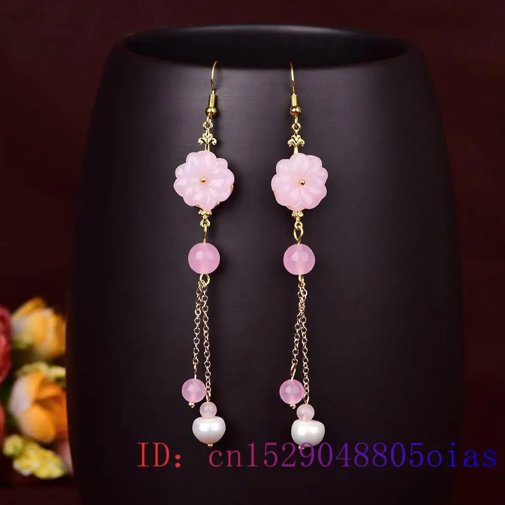 Pink Jade Flower Earrings Chal - مراجعة Women Fashion Jewellery وسعره