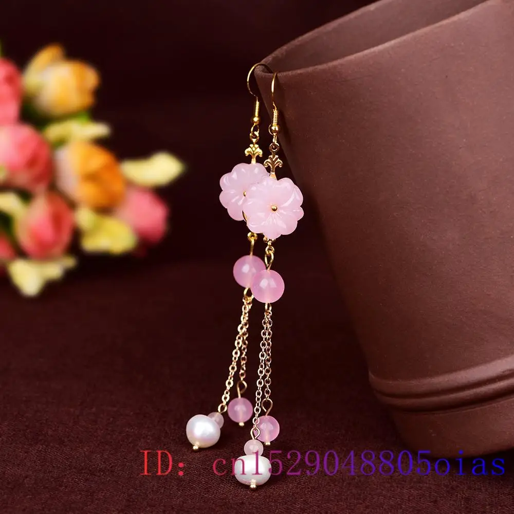 Pink Jade Flower Earrings Chal - مراجعة Women Fashion Jewellery وسعره