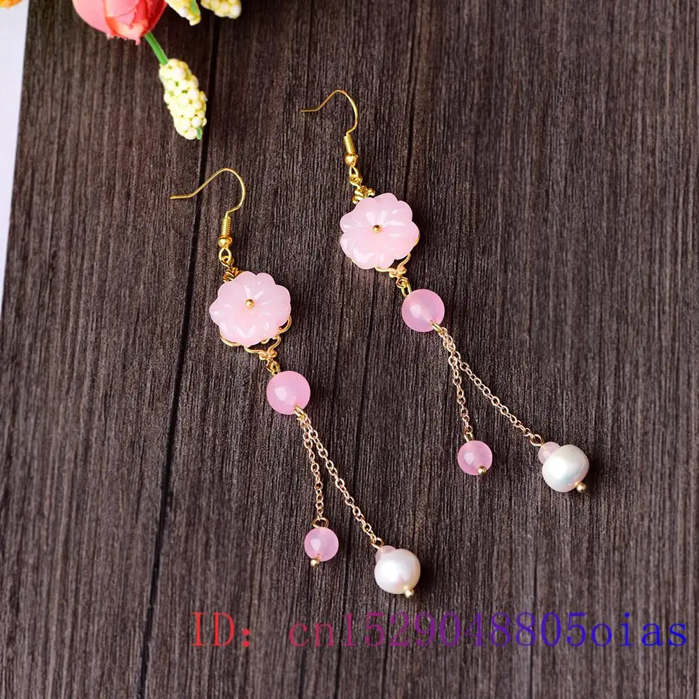 Pink Jade Flower Earrings Chal - مراجعة Women Fashion Jewellery وسعره