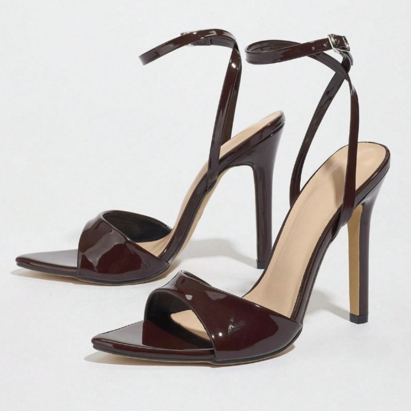 Coffee Patent Leather Heeled S - مراجعة Women'S Fashion Brands وسعره