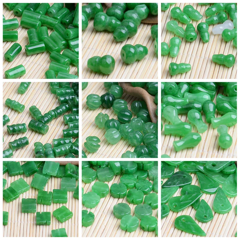 10pc Green Jade Gourd Leaves B - مراجعة Women Fashion Jewellery وسعره