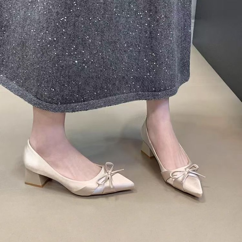 Retro Mid-length Single Shoes  - مراجعة Women Fashion Heels وسعره