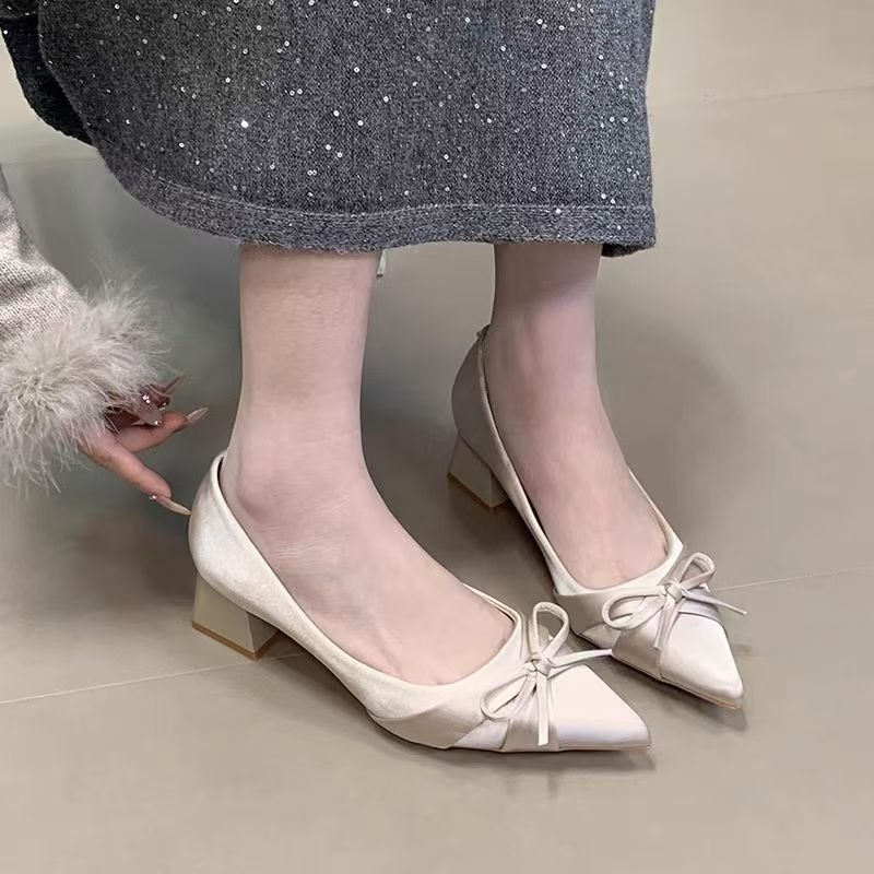 Retro Mid-length Single Shoes  - مراجعة Women Fashion Heels وسعره