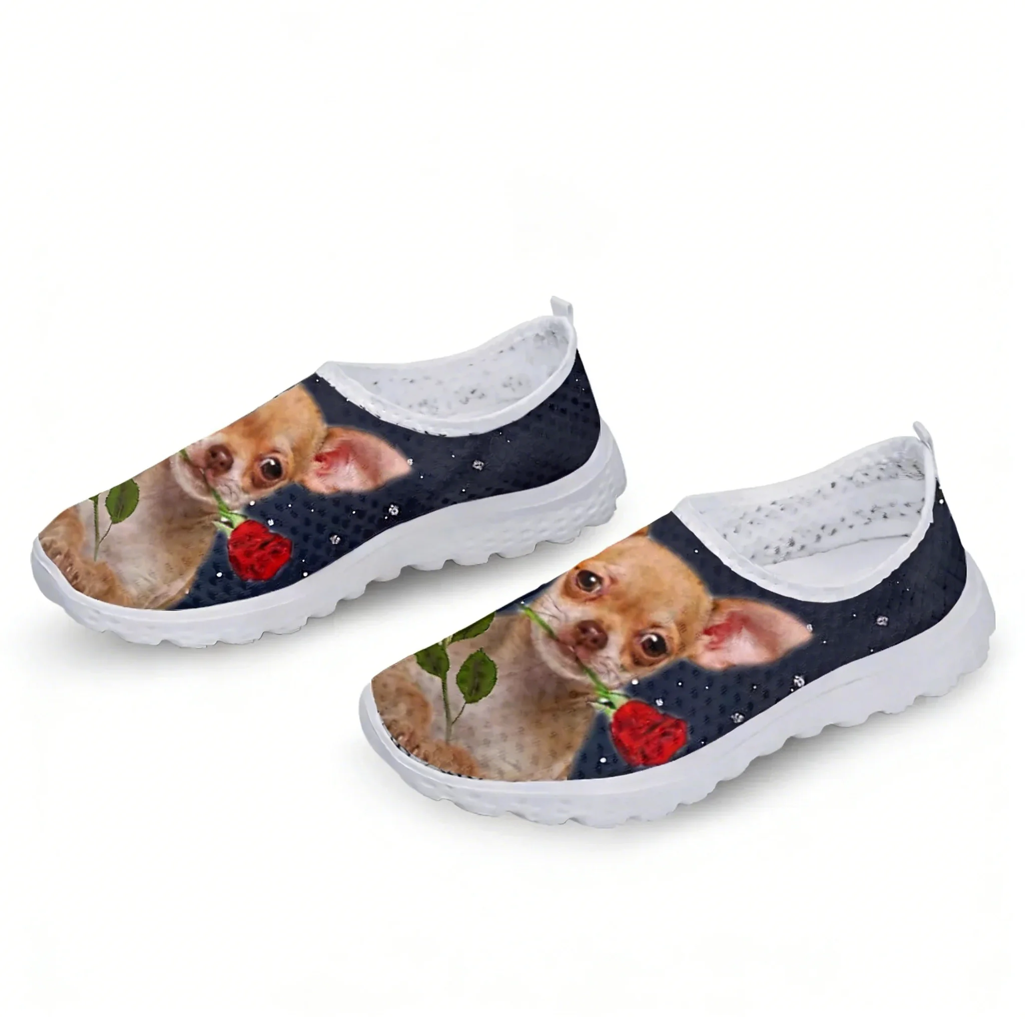 Chihuahua Rose Flower Design M - مراجعة Women'S Fashion Tennis Shoes وسعره