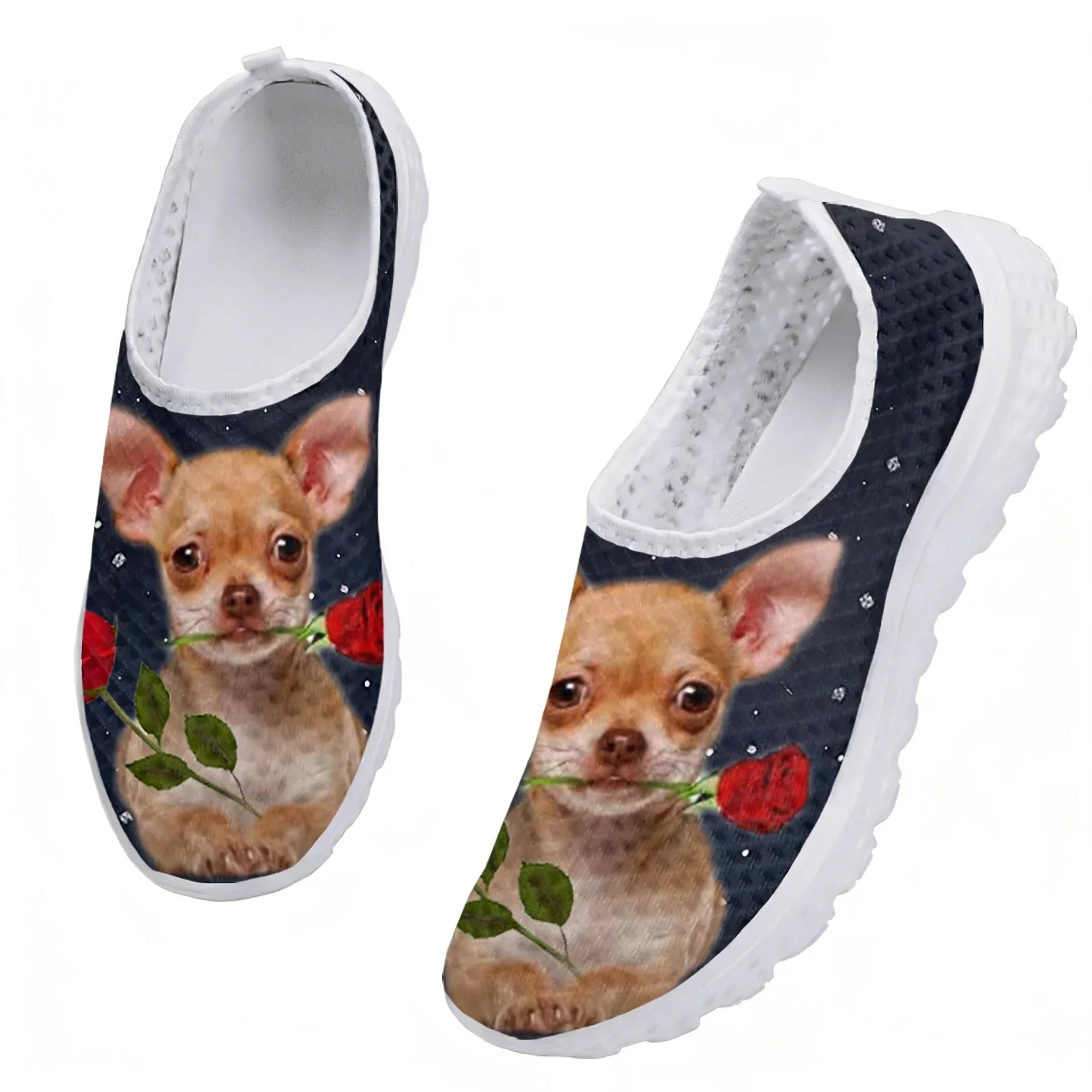 Chihuahua Rose Flower Design M - مراجعة Women'S Fashion Tennis Shoes وسعره