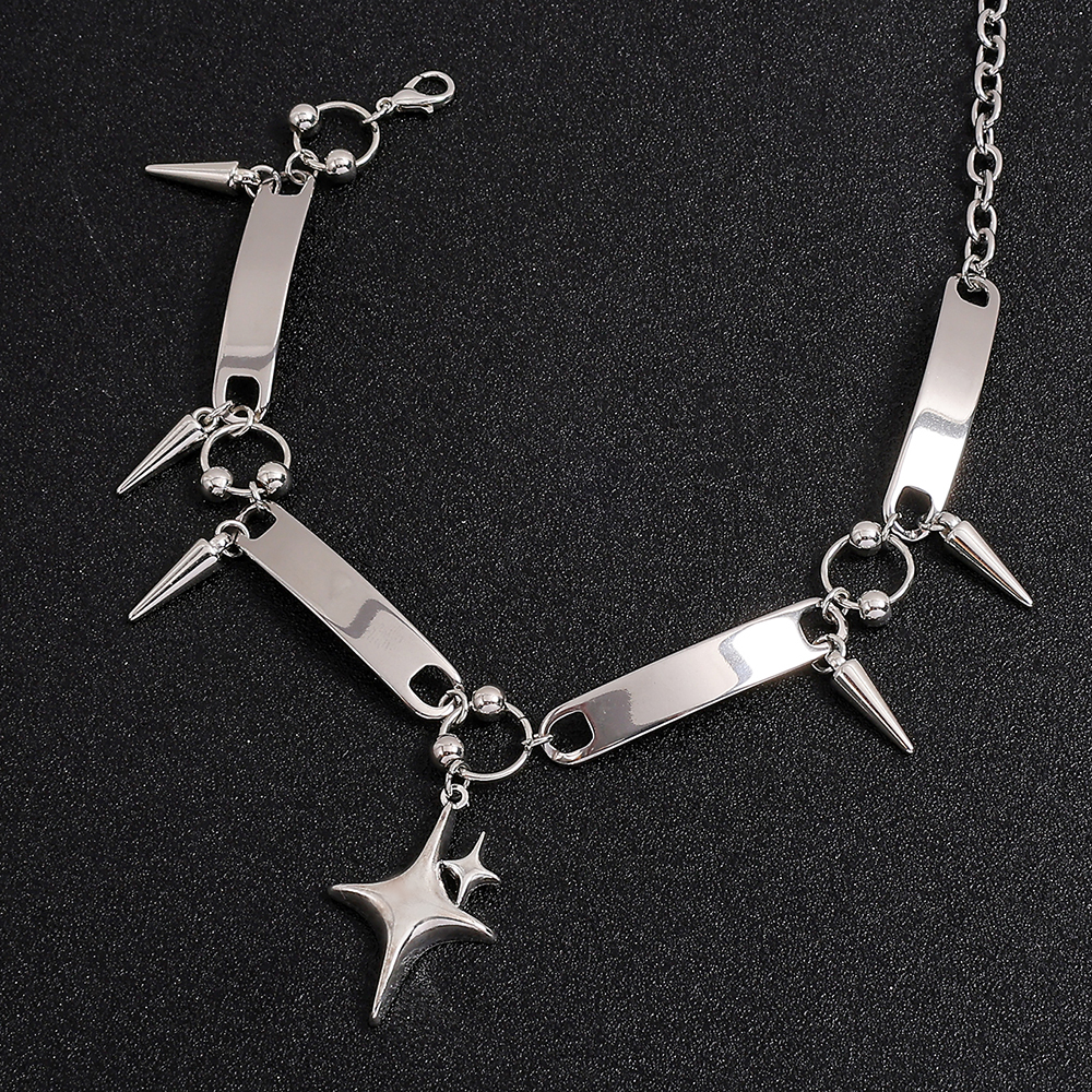 Punk Style Silver Spiked Star  - مراجعة Women Fashion Necklace وسعره