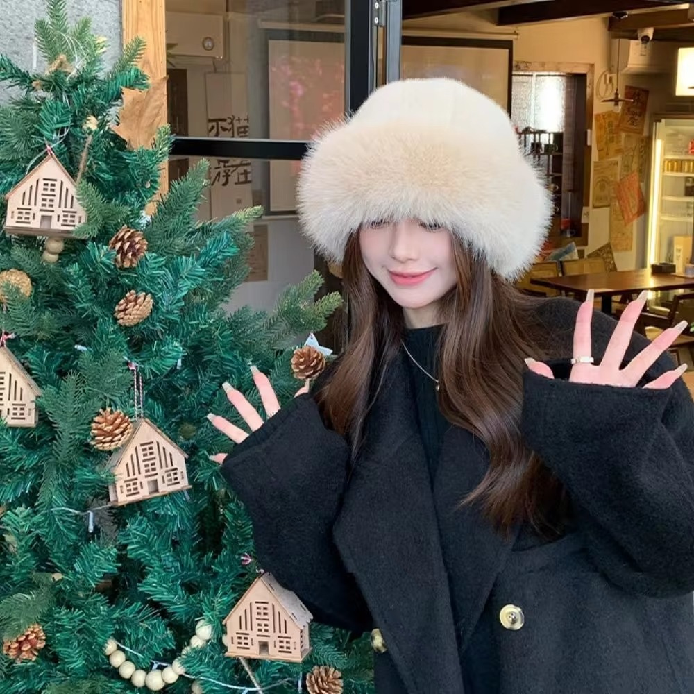 New Warm Fluffy Fur Bucket Hat - مراجعة Bucket Hat Women وسعره
