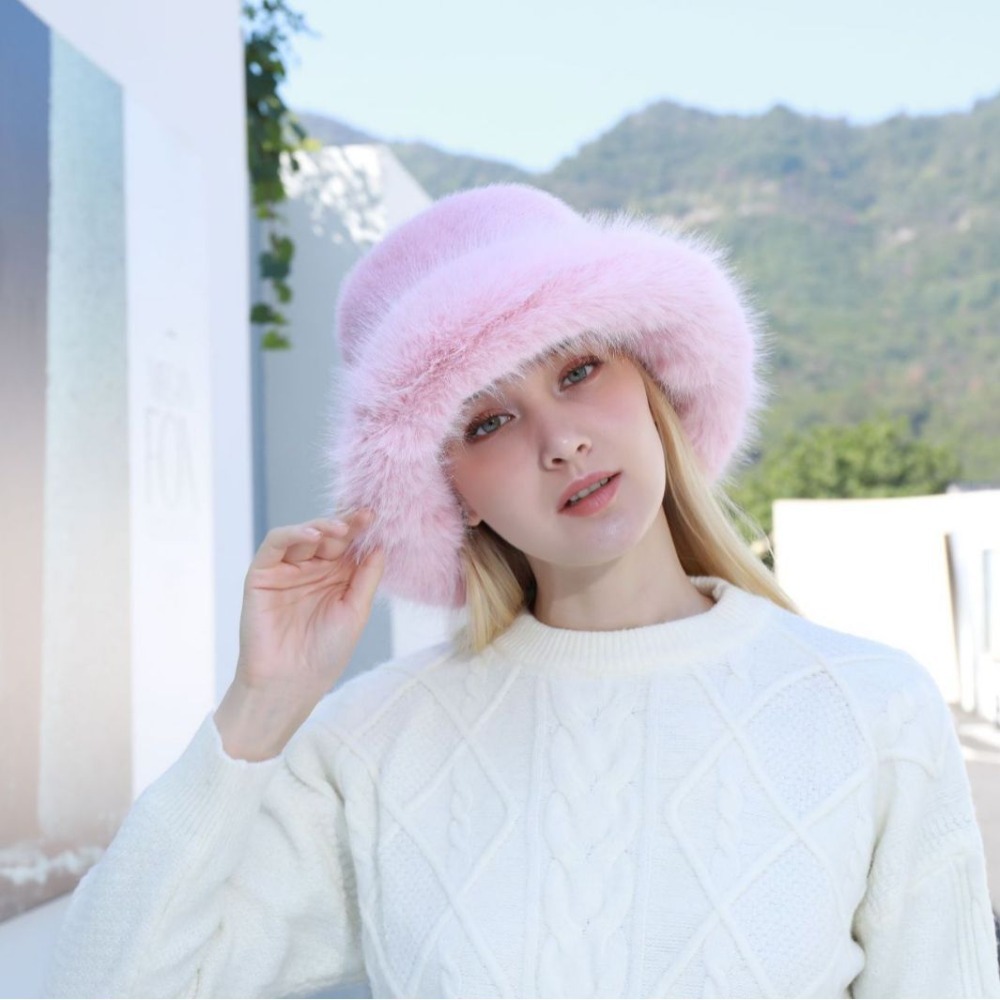 New Warm Fluffy Fur Bucket Hat - مراجعة Bucket Hat Women وسعره