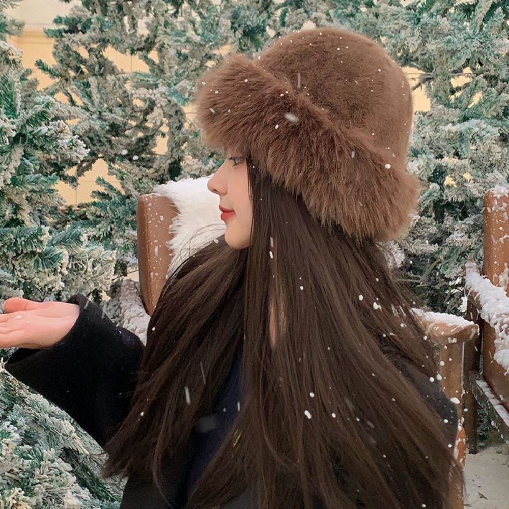 New Warm Fluffy Fur Bucket Hat - مراجعة Bucket Hat Women وسعره