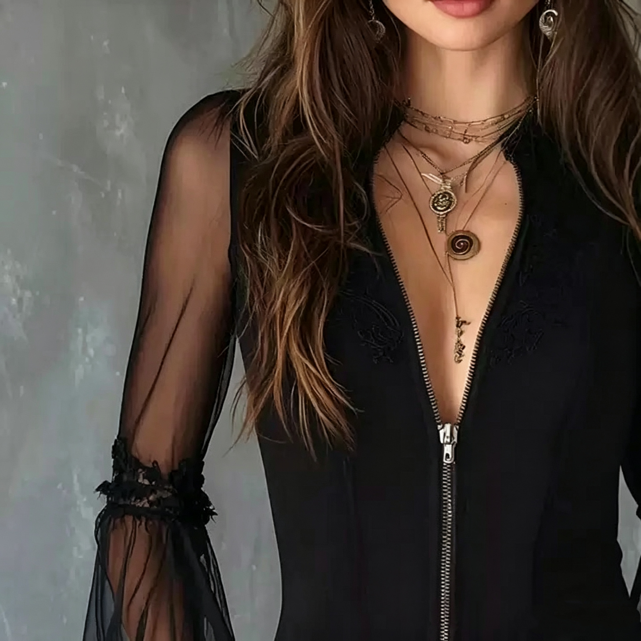Ladies Black round Neck Long S - مراجعة Women Fashion Necklace وسعره