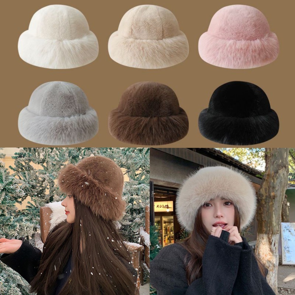 New Warm Fluffy Fur Bucket Hat - مراجعة Bucket Hat Women وسعره