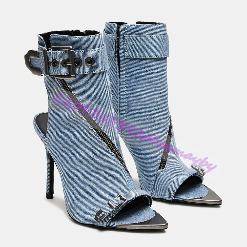 Summer Blue Denim Pointed-Toe  - مراجعة Fashion Women Belt وسعره