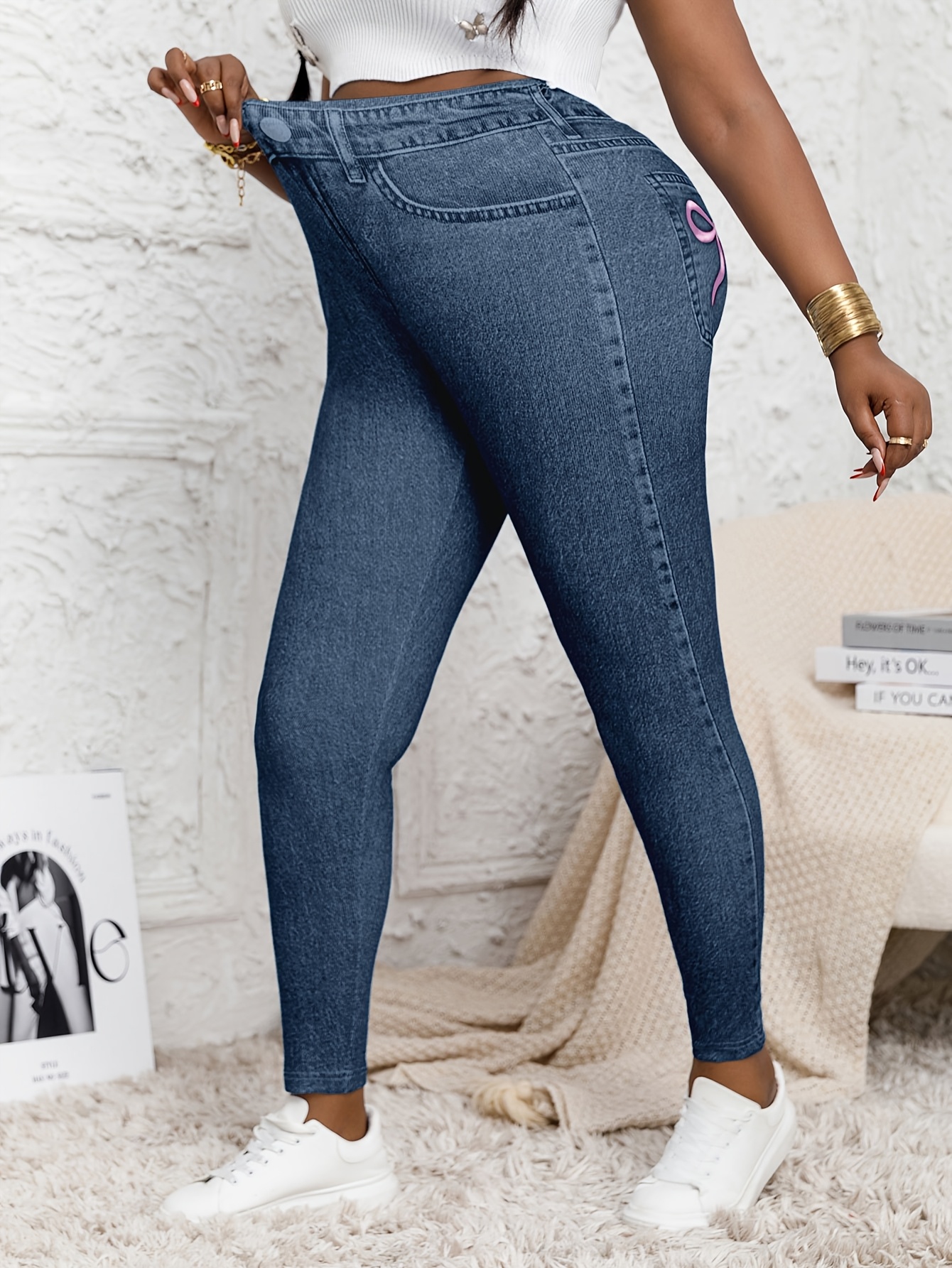 Plus Size Women's Stretch Deni - مراجعة Women'S Fashion Leggings وسعره