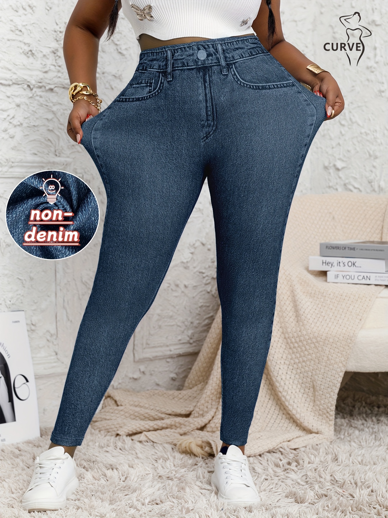 Plus Size Women's Stretch Deni - مراجعة Women'S Fashion Leggings وسعره