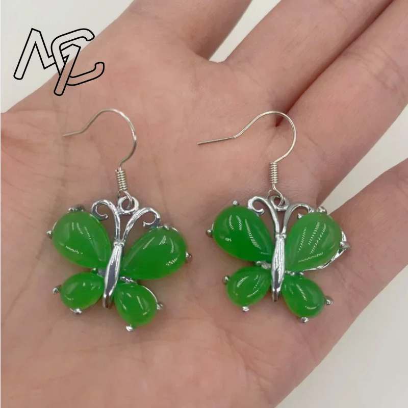 S925 Silver Green Jade Butterf - مراجعة Women Fashion Jewellery وسعره