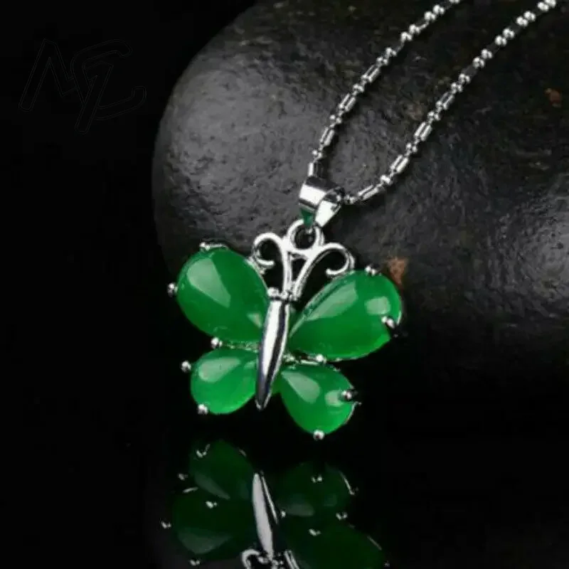 S925 Silver Green Jade Butterf - مراجعة Women Fashion Jewellery وسعره
