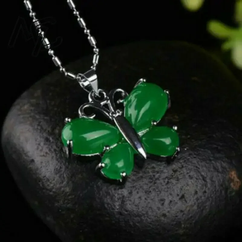 S925 Silver Green Jade Butterf - مراجعة Women Fashion Jewellery وسعره