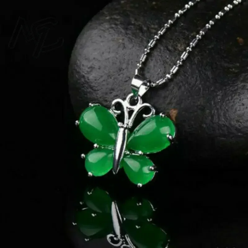 S925 Silver Green Jade Butterf - مراجعة Women Fashion Jewellery وسعره