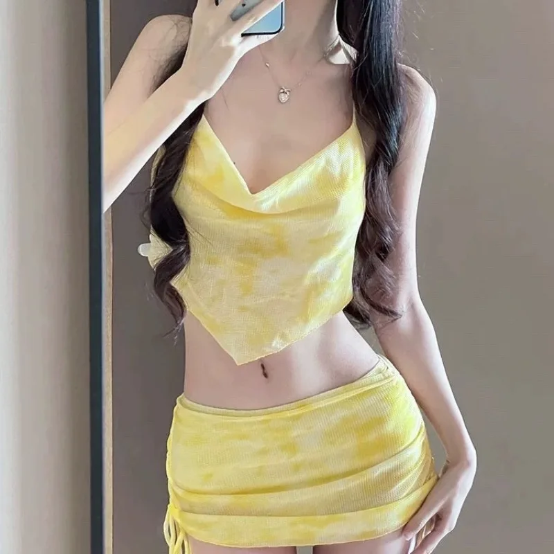 ​​women Sexy 3pcs Bikini Set S - مراجعة Printed Wrap Skirt وسعره