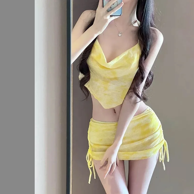​​women Sexy 3pcs Bikini Set S - مراجعة Printed Wrap Skirt وسعره