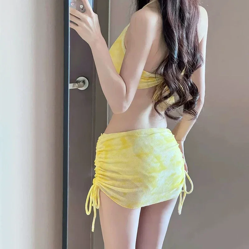 ​​women Sexy 3pcs Bikini Set S - مراجعة Printed Wrap Skirt وسعره