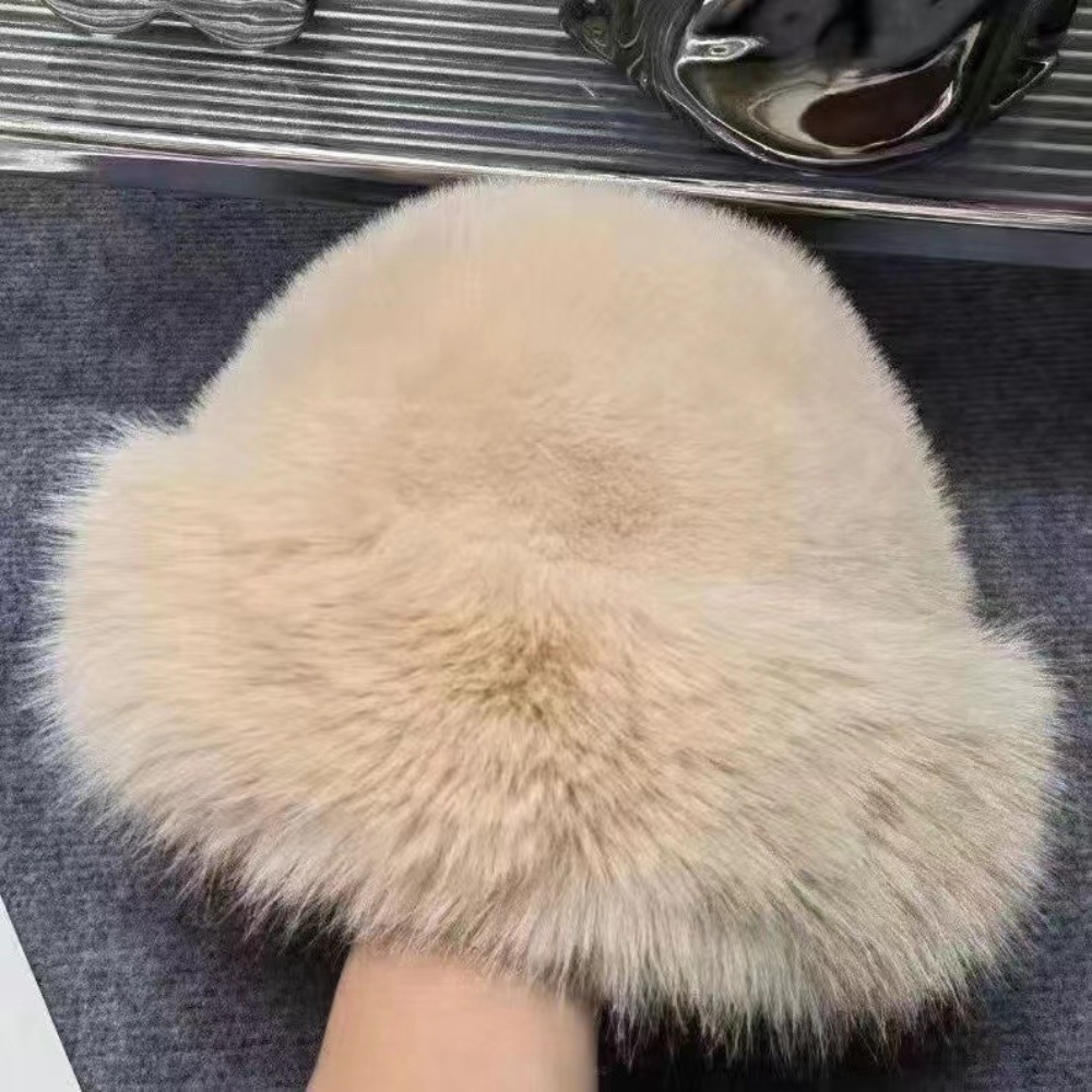 New Warm Fluffy Fur Bucket Hat - مراجعة Bucket Hat Women وسعره
