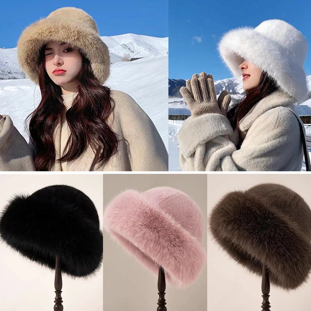 New Warm Fluffy Fur Bucket Hat - مراجعة Bucket Hat Women وسعره