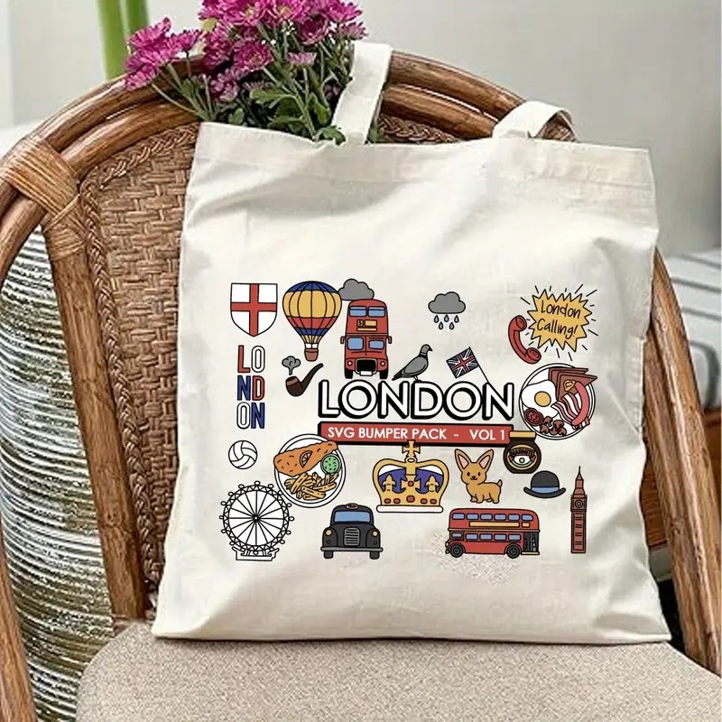 London UK Graphic Canvas Tote  - مراجعة Women Fashion Uk وسعره