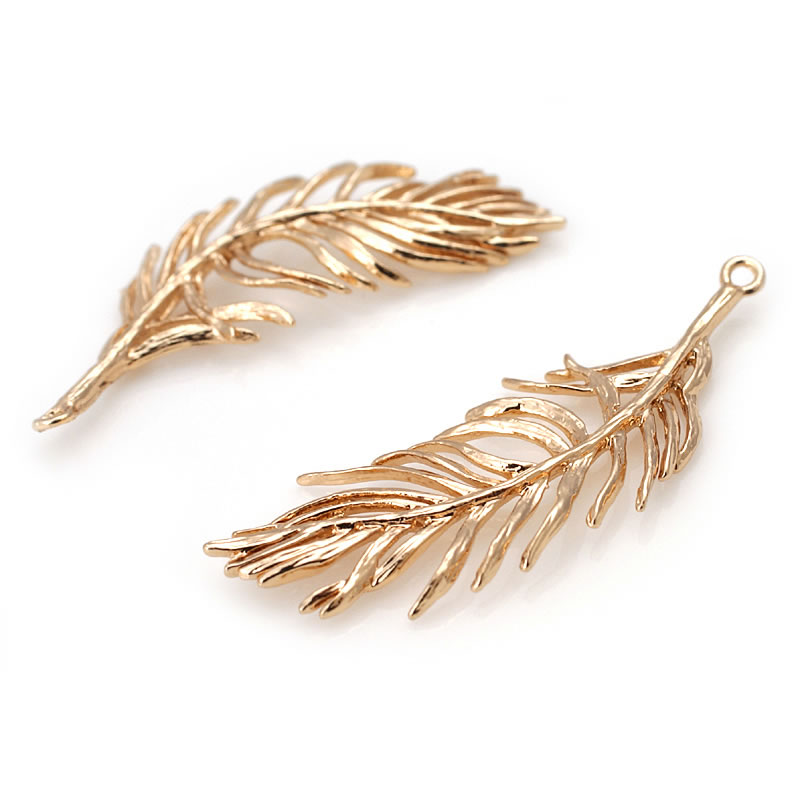 18K Gold Color Brass Feather C - مراجعة Women Fashion Jewellery وسعره