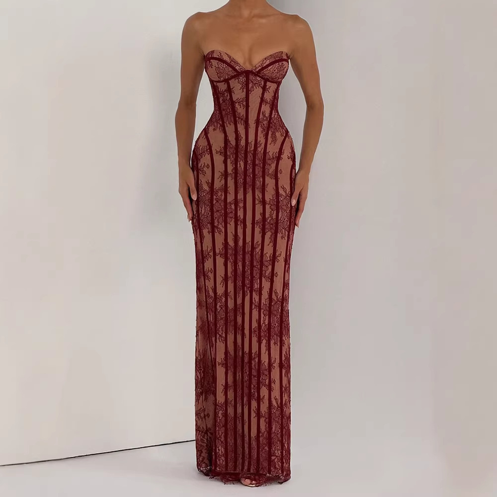 Strapless Bodycon Maxi Dress f - مراجعة Bodycon Dress Women وسعره