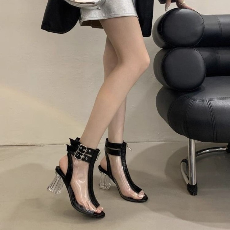 Crystal Heel Zip Sandals Summe - مراجعة Fashion Women Belt وسعره