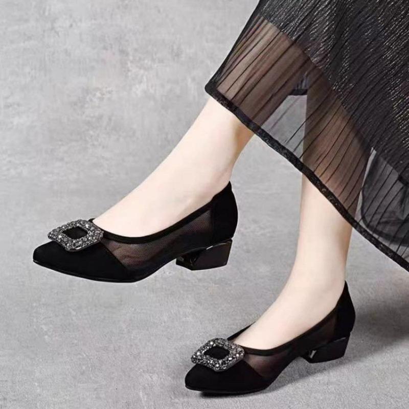 Elegant Pointed Toe Mesh Block - مراجعة Women Fashion Heels وسعره