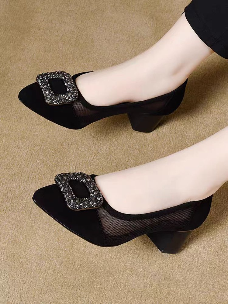 Elegant Pointed Toe Mesh Block - مراجعة Women Fashion Heels وسعره