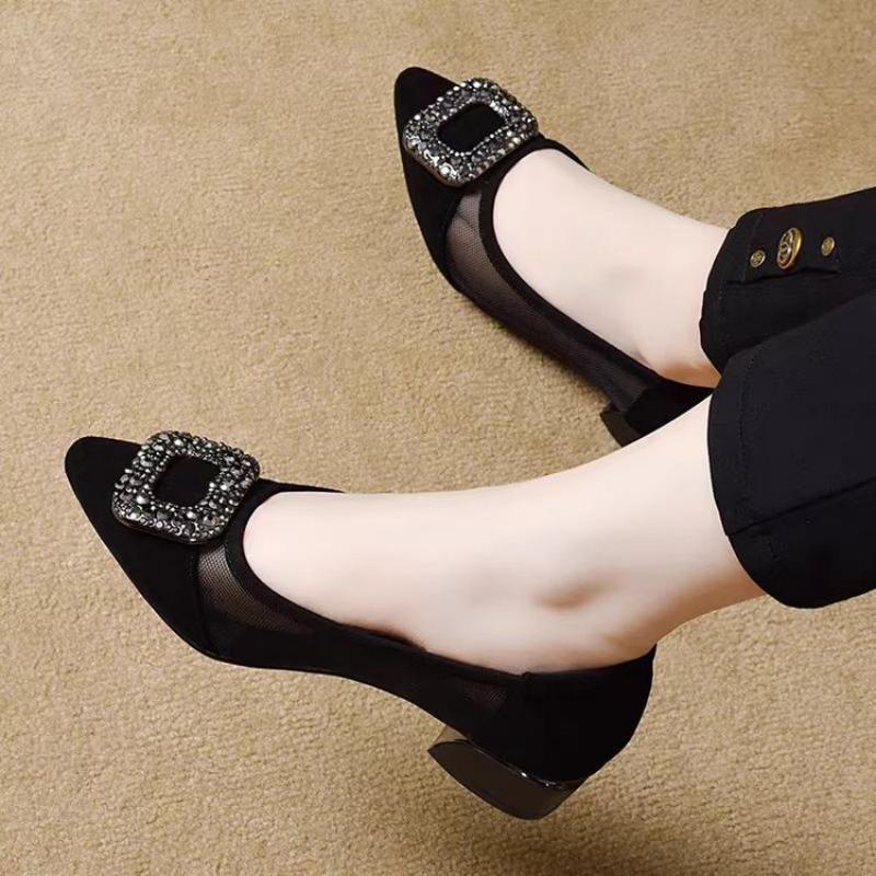 Elegant Pointed Toe Mesh Block - مراجعة Women Fashion Heels وسعره