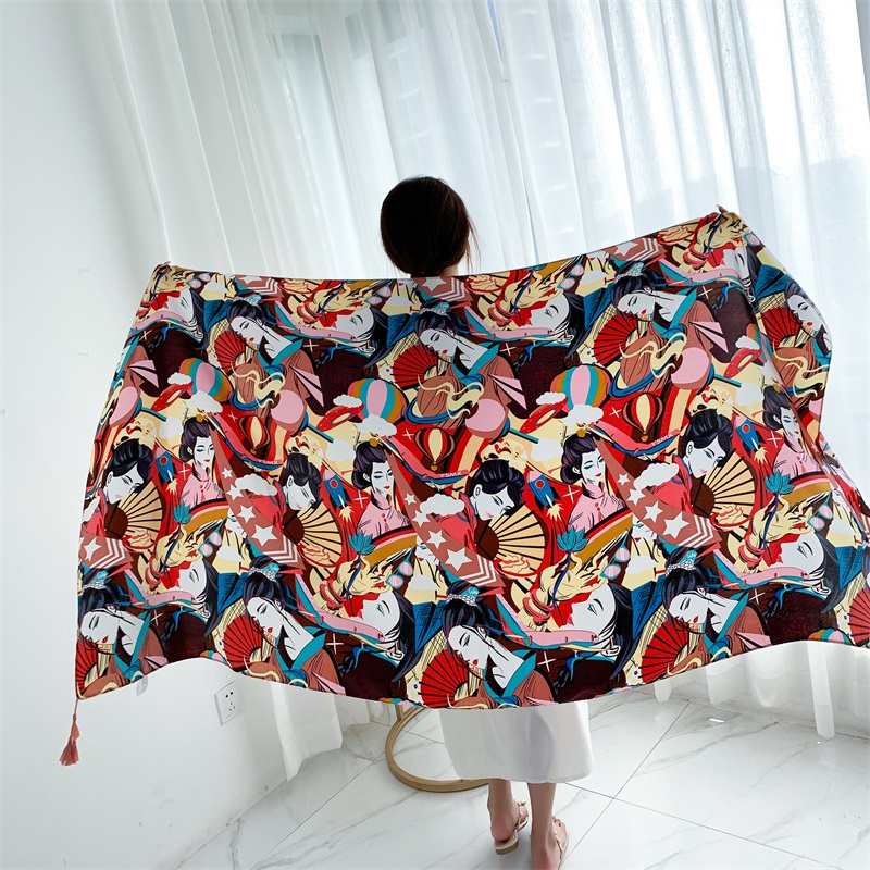 90x185cm Cotton Linen Print Su - مراجعة Printed Wrap Skirt وسعره